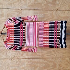 Eliza J Pink Blue White Striped Plaid Shift Dress Size 0